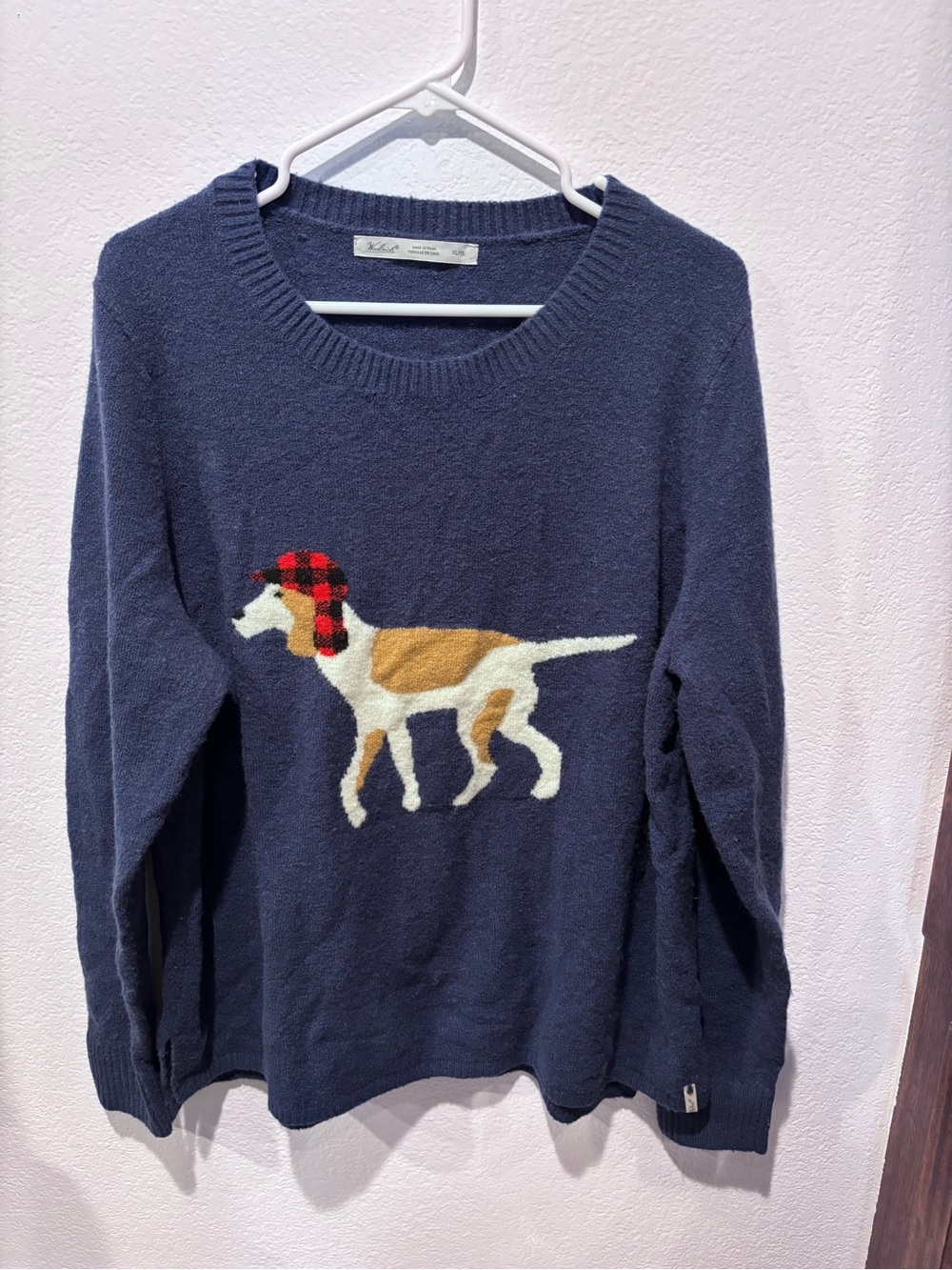 Woolrich Navy Dog Motif Sweater XL